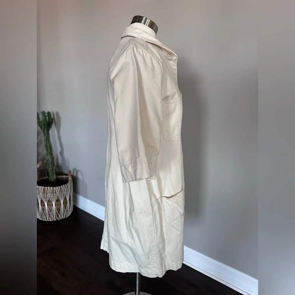Everlane Shirt Dress Canvas Cargo Chore Patch Pocket Organic Cotton Ivory W's 14 - Picture 10 of 16